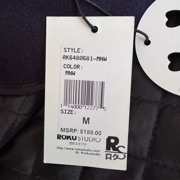 RokuStudio Hood Morning Navy and White Varsity Jacket Size Medium NWT - Picture 13 of 14